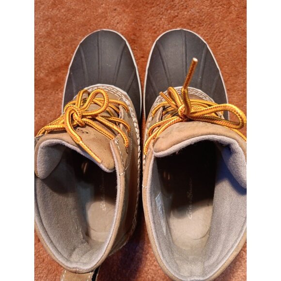 Eddie Bauer Duck Boots Women’s Brown Blue Leather 8" Waterproof US 7M - Picture 9 of 11